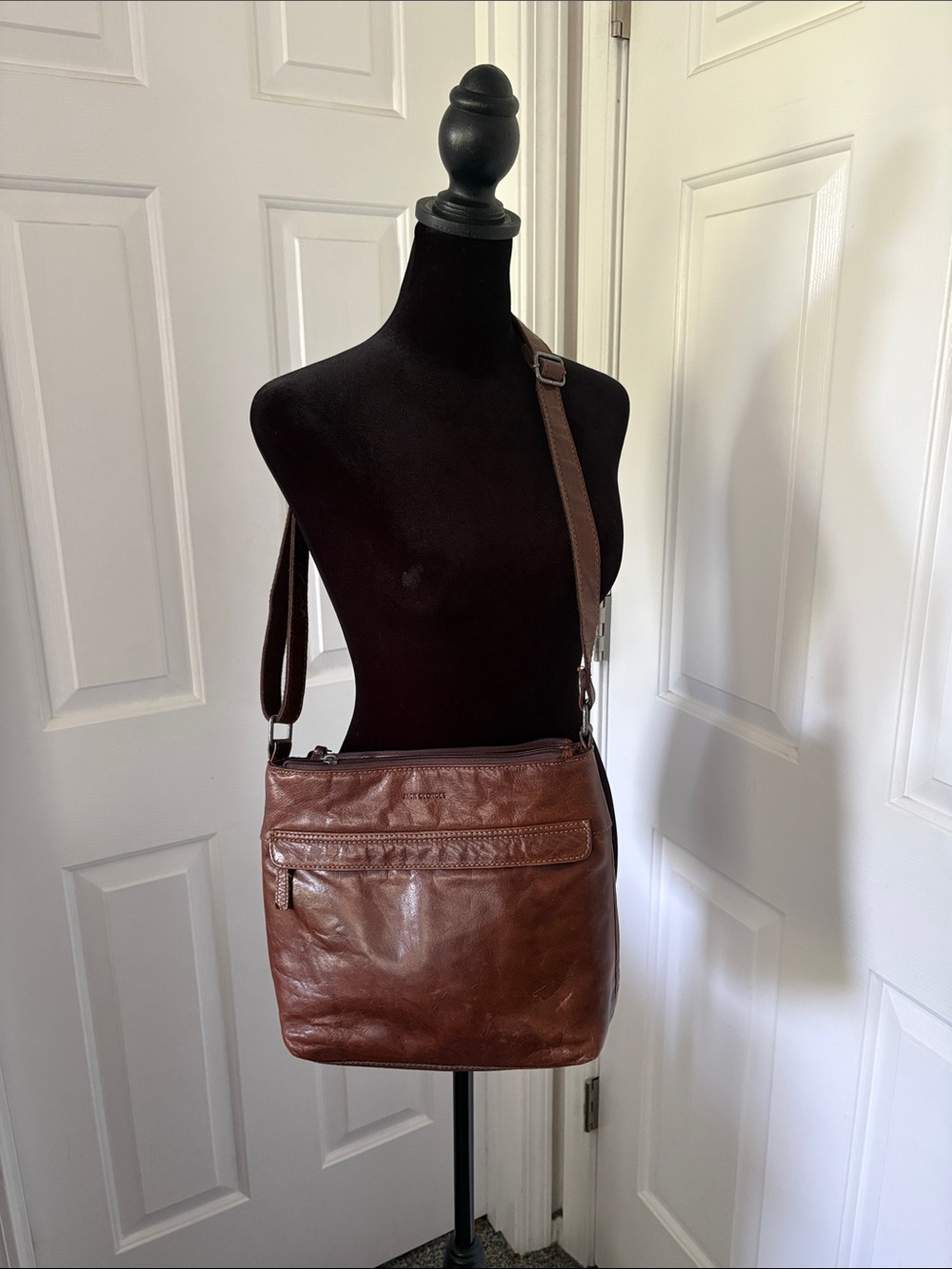 Jack George’s Dark Leather Hobo Cross Body Bag
